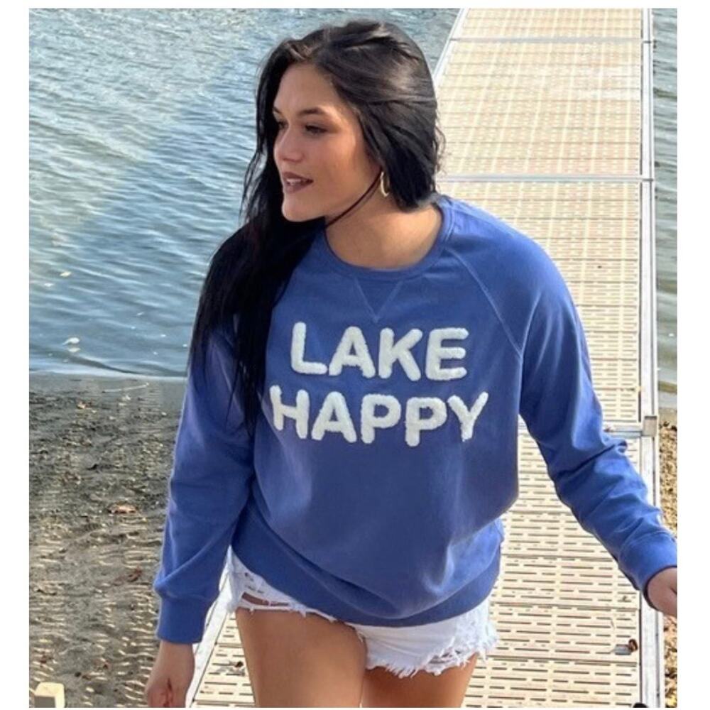 Lake Happy Chenille Letter Sweatshirt